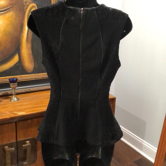 PEPLUM LACE AND FAUX LEATHER TRIM TOP - Picture 6 of 8